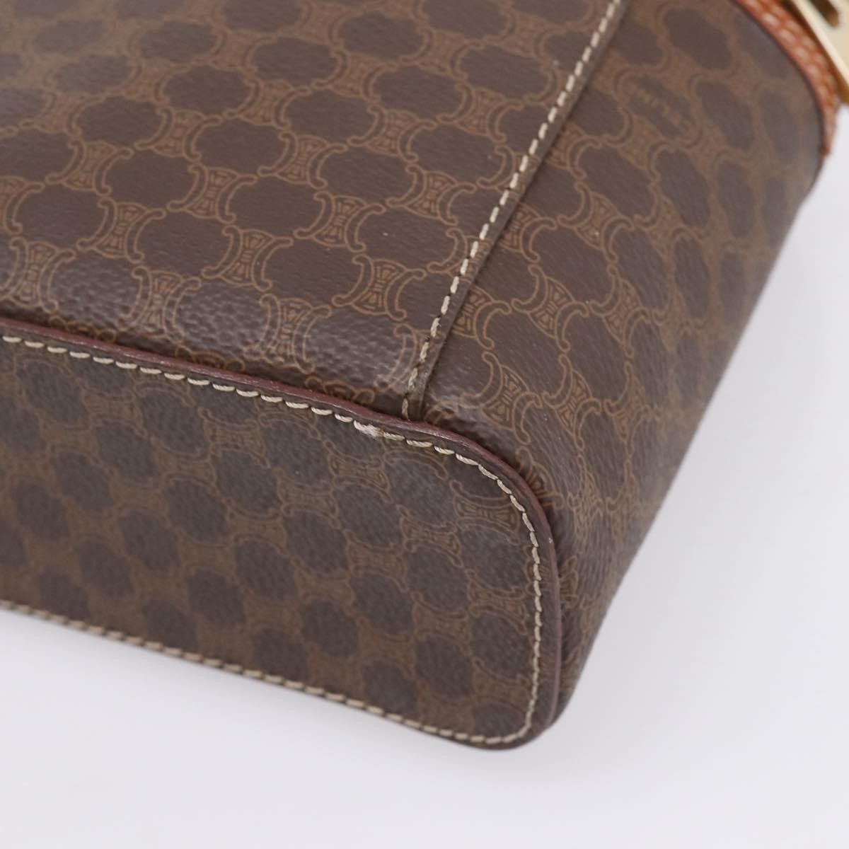 Celine Top Handle Vanity Box Triomphe Coated Canvas, Brown, Canvas, Handbag