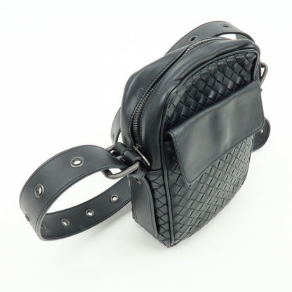 Bottega Veneta Front Pocket Messenger Intrecciato Nappa, Black, Leather, Handbag