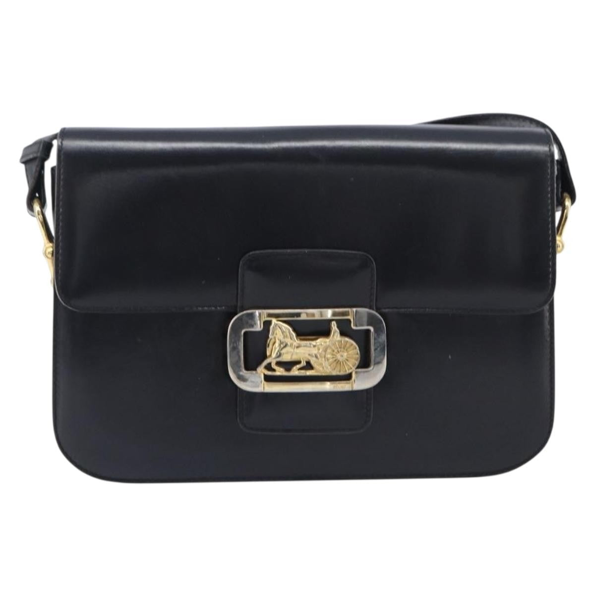 Celine Horse Carriage Leather, Black, Leather, Shoulder Bag