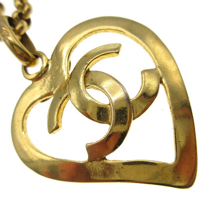 Chanel CC Heart Pendant Metal, Gold, Gold Plated, Necklace
