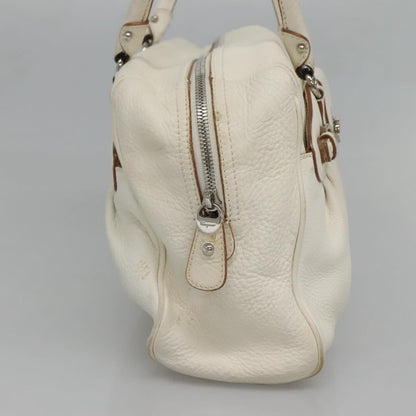 Salvatore Ferragamo Gancini Buckle Leather, White, Leather, Shoulder Bag