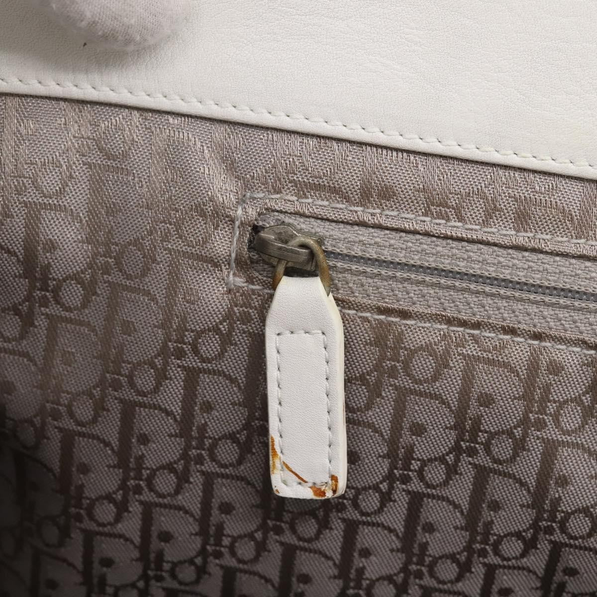 Christian Dior D Buckle Tote Cannage Stitch Leather, White, Leather, Tote Bag