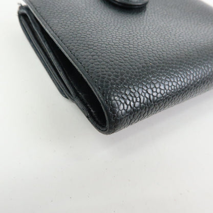 Chanel Vintage Timeless Bifold Caviar, Black, Leather, Wallet