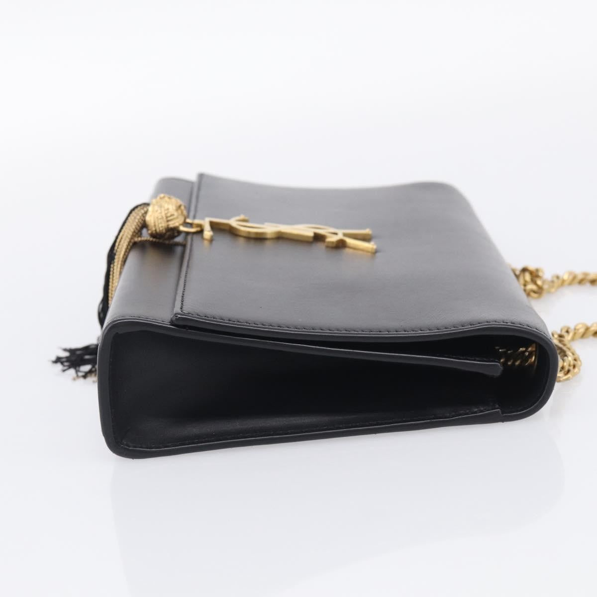 Saint Laurent Classic Monogram Tassel Leather, Black, Leather, Crossbody Bag