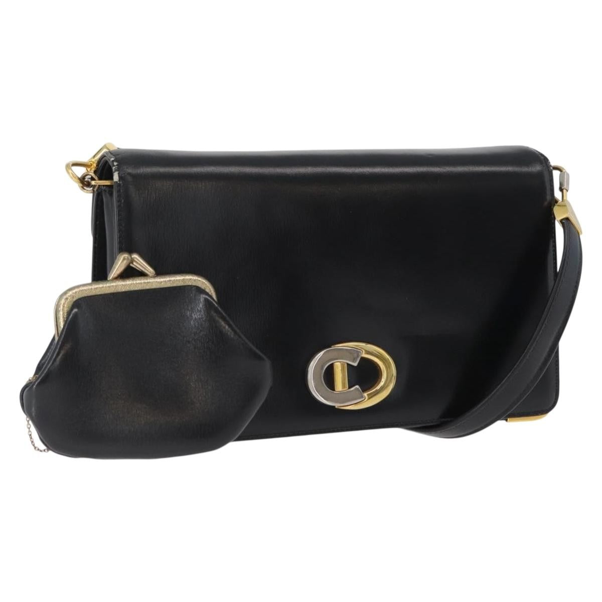 Christian Dior CD Shoulder bag Leather, Black, Calfskin, Shoulder Bag