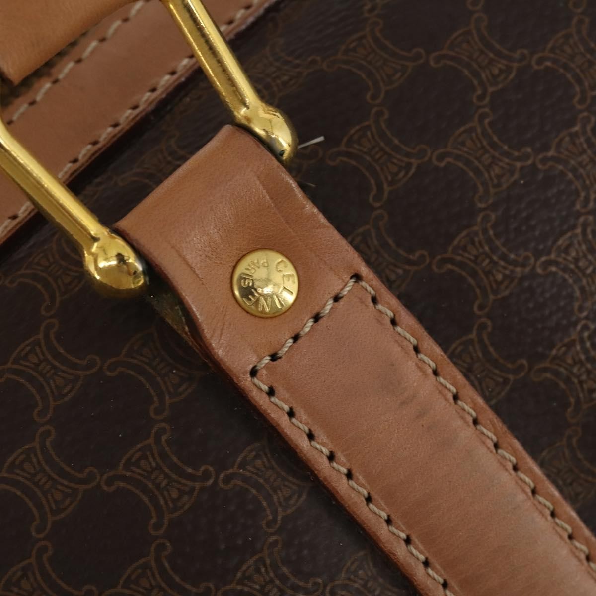 Celine Vintage Duffle Canvas and Leather, Brown, Canvas, Travel Bag