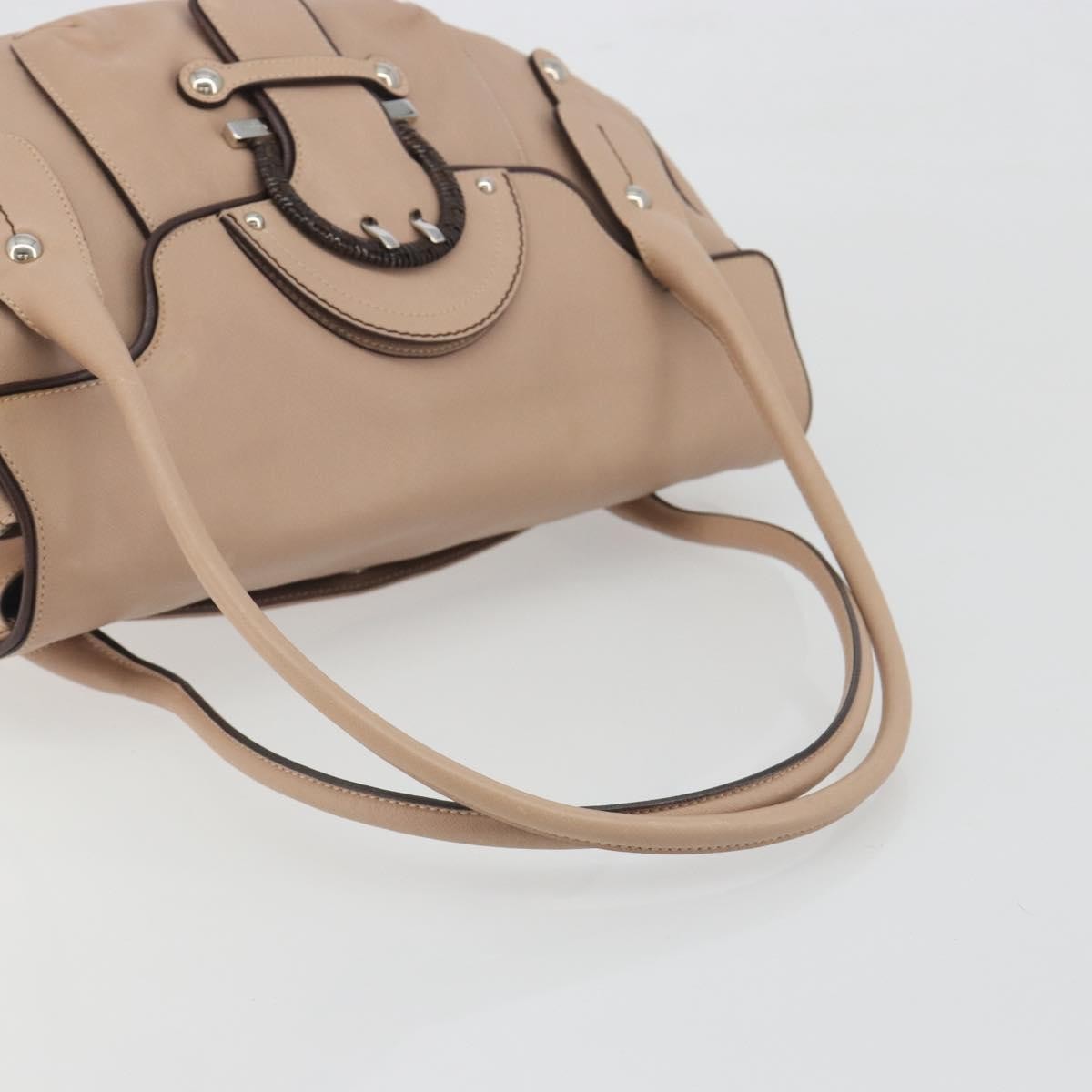 Salvatore Ferragamo Gancini Leather, Beige, Leather, Crossbody Bag