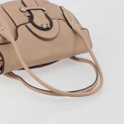 Salvatore Ferragamo Gancini Leather, Beige, Leather, Crossbody Bag