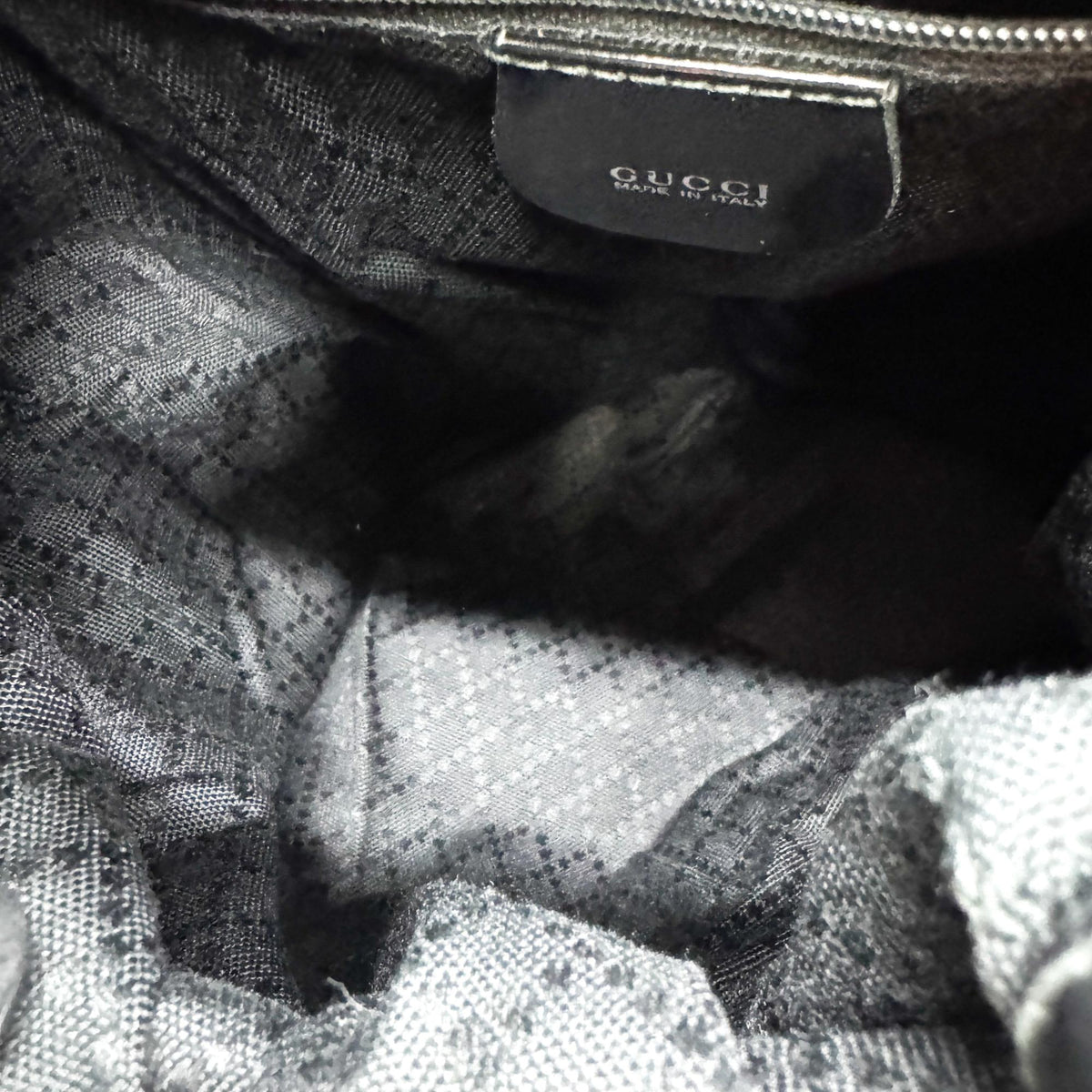 Gucci Vintage Bamboo Drawstring Suede and Leather, Black, Nylon, Backpack