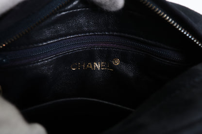 Chanel Shoulder Suede Patchwork, Black, Suede, Shoulder Bag