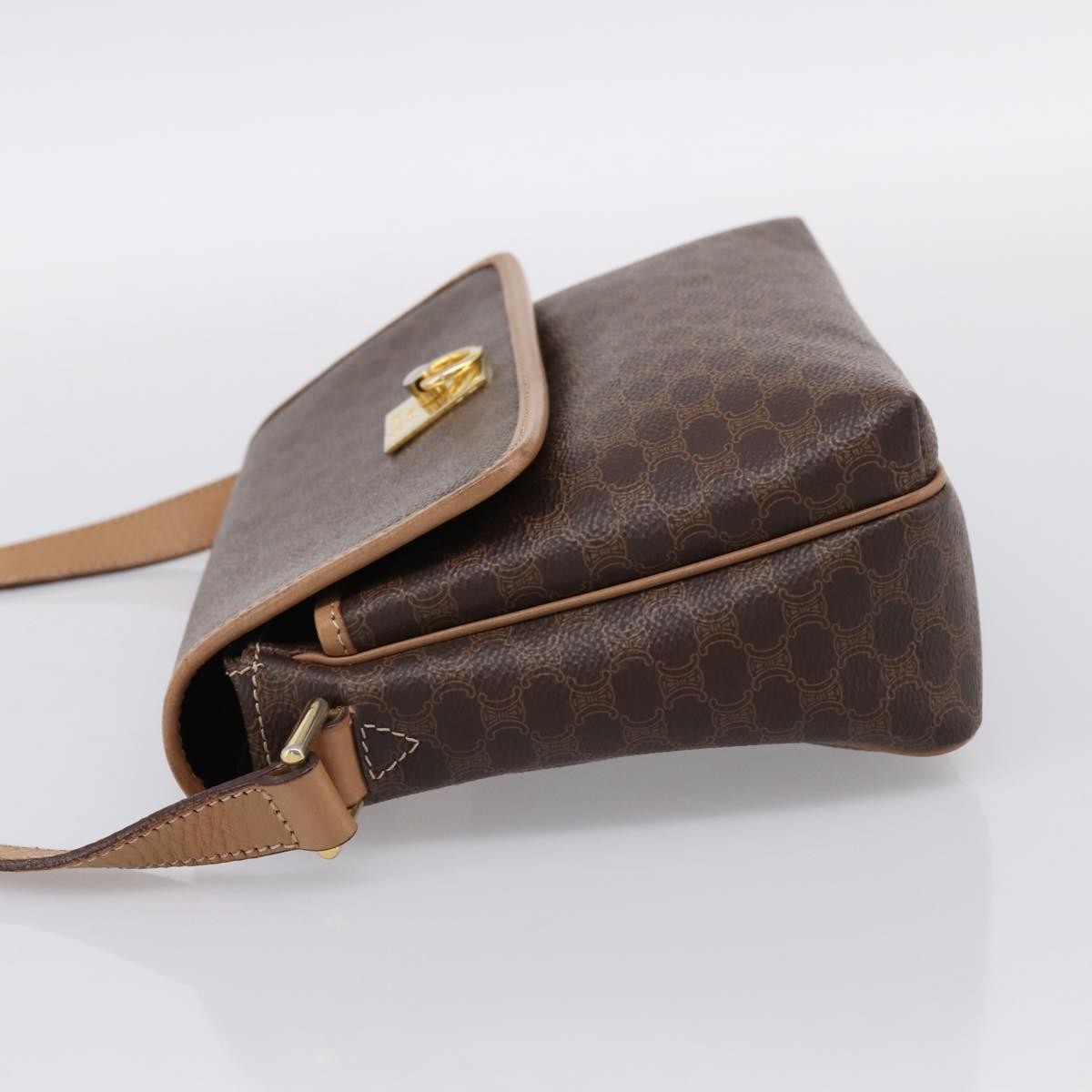 Celine Macadam Leather, Brown, Canvas, Shoulder Bag