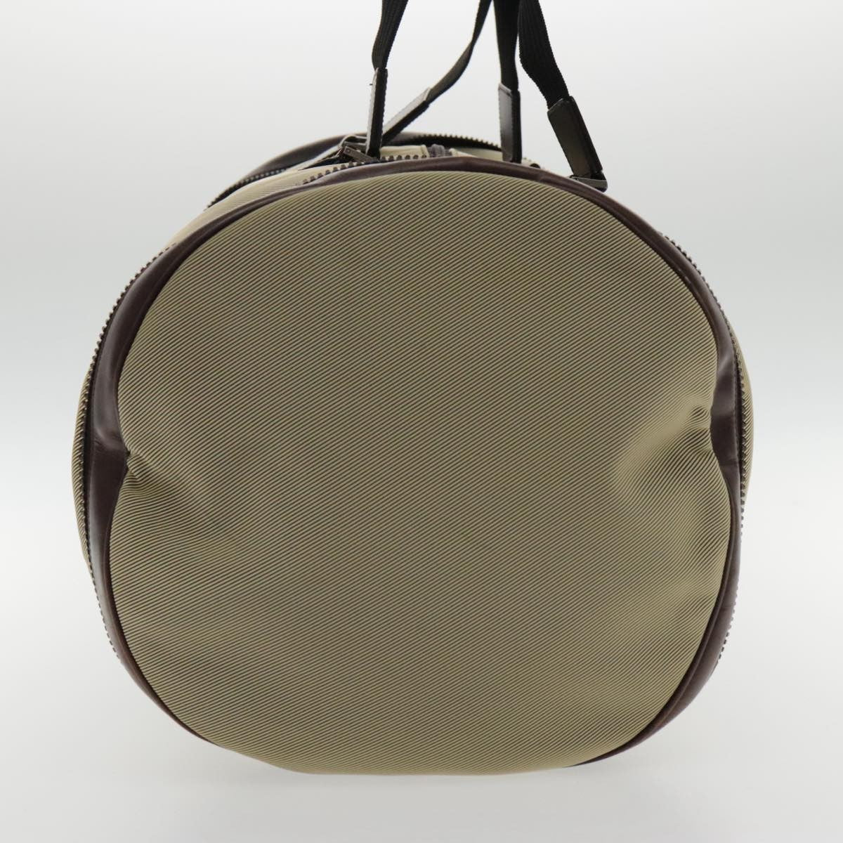 Salvatore Ferragamo Boston Leather, Beige, Canvas, Handbag