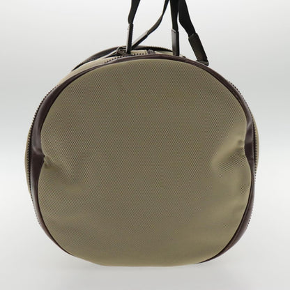 Salvatore Ferragamo Boston Leather, Beige, Canvas, Handbag