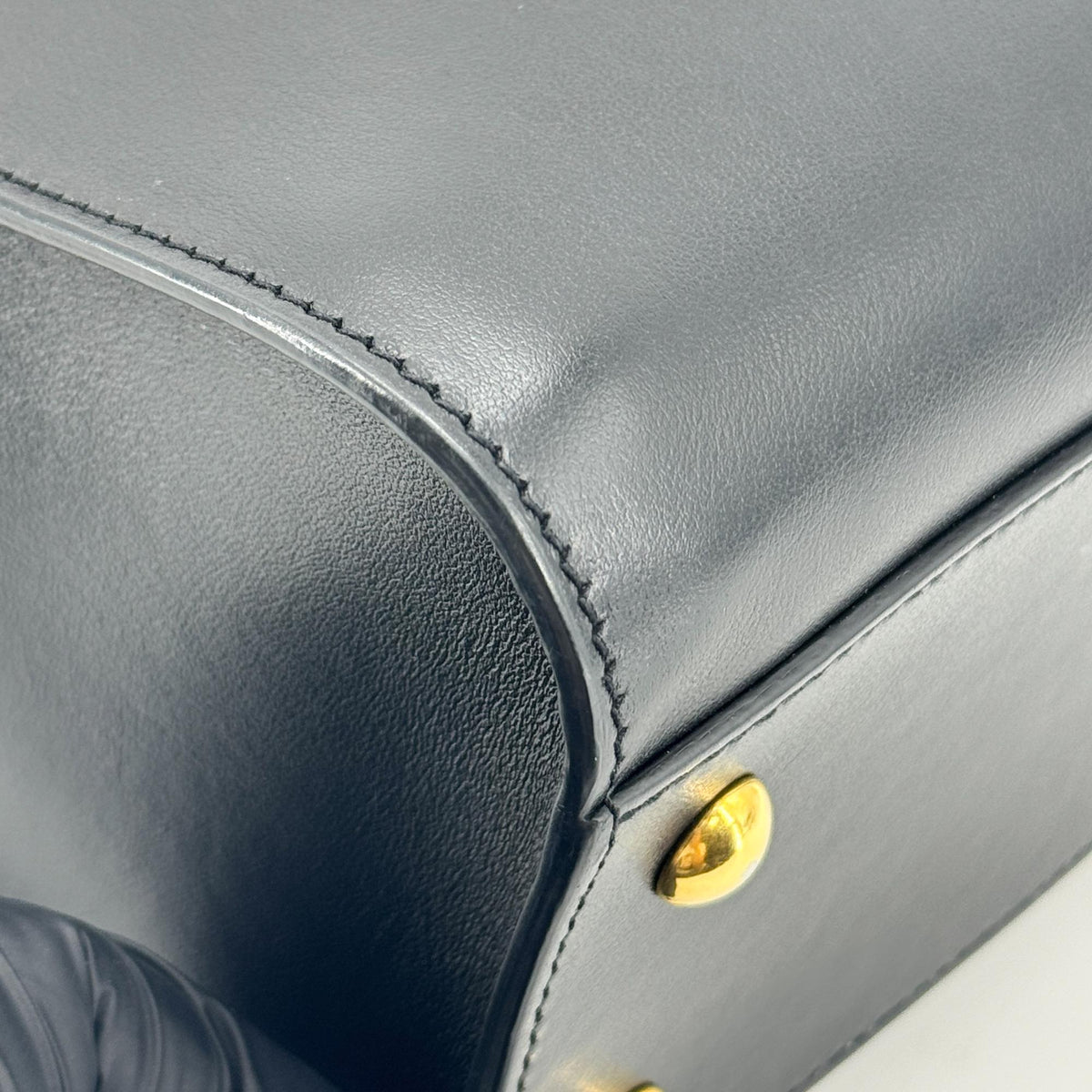 Saint Laurent Convertible Monogram Cabas Leather, Black, Leather, Tote Bag