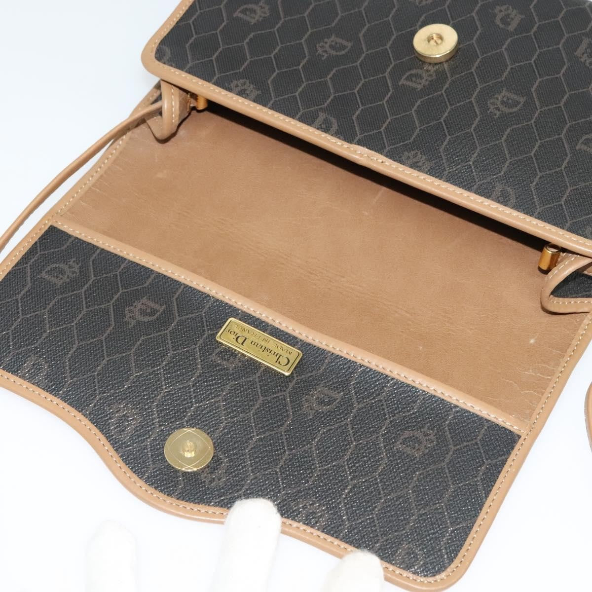 Christian Dior Vintage Honeycomb Flap Coated Canvas, Black, Canvas, Shoulder Bag