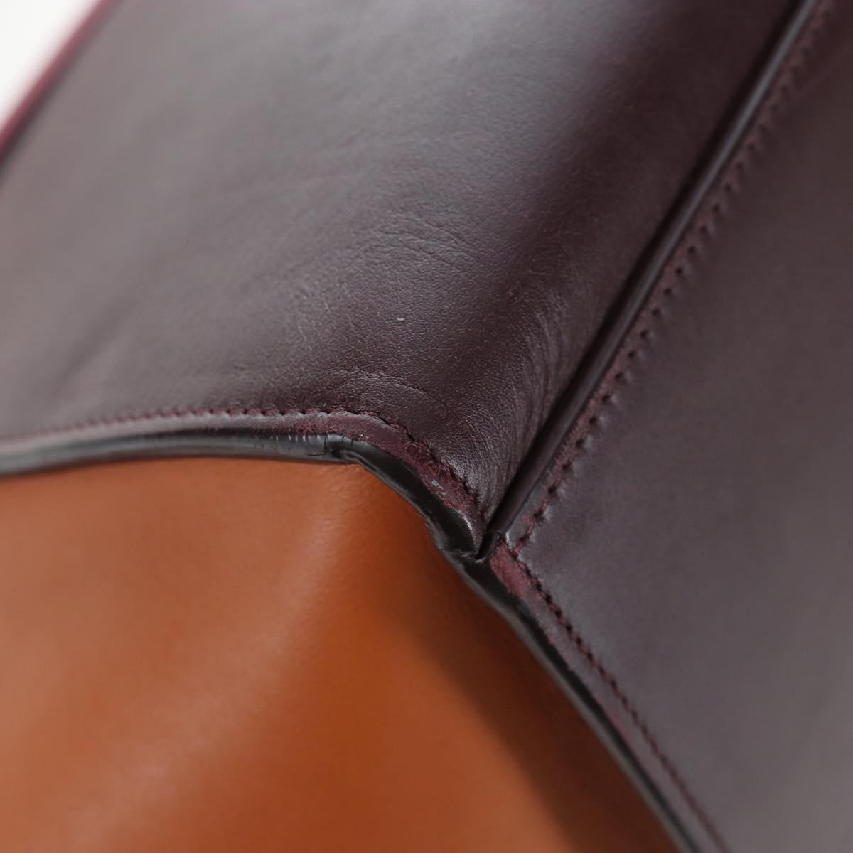 Celine Tricolor Trapeze Leather, Burgundy, Leather, Handbag