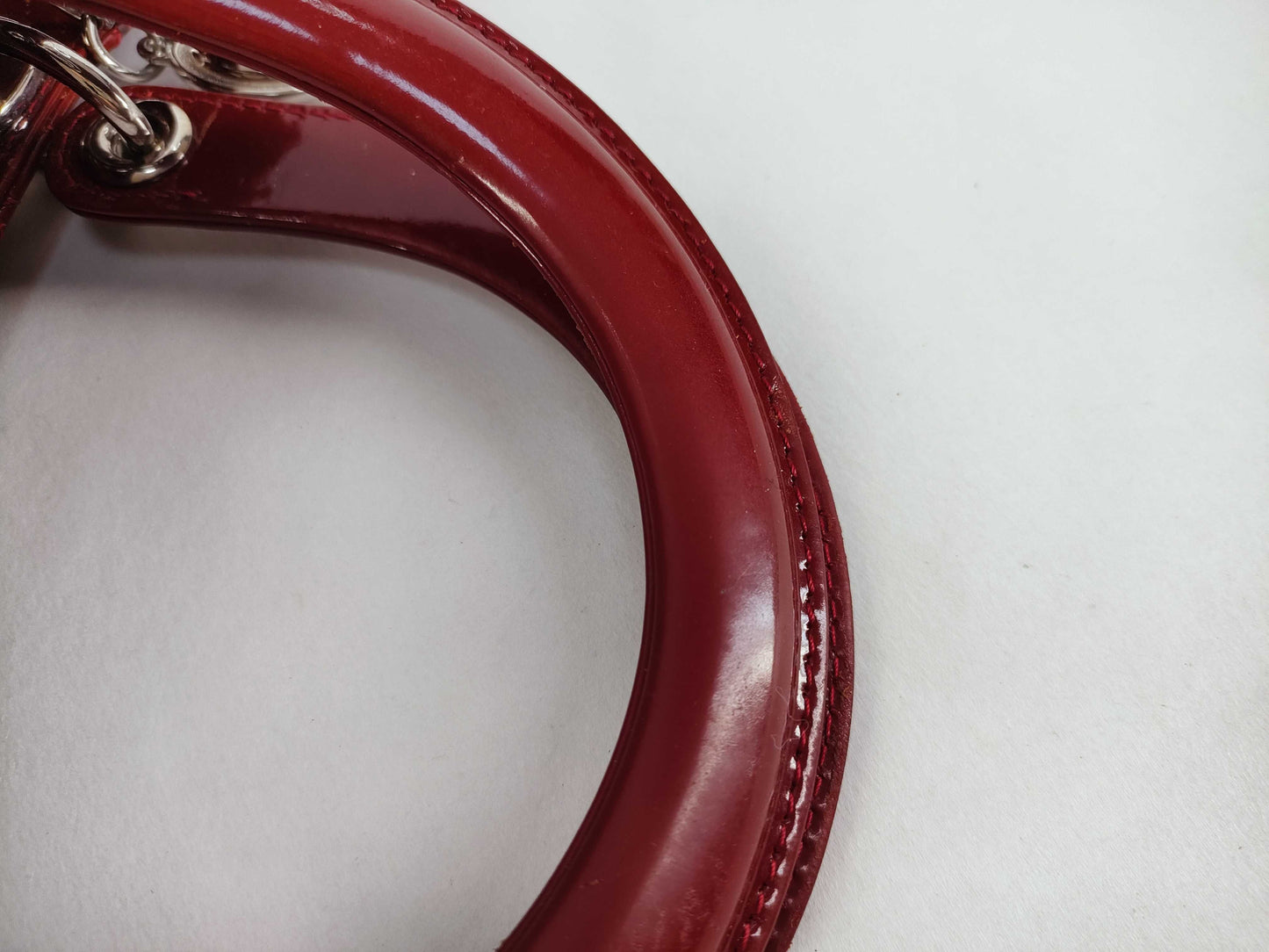 Christian Dior Lady Dior Patent, Red, Patent Leather, Handbag