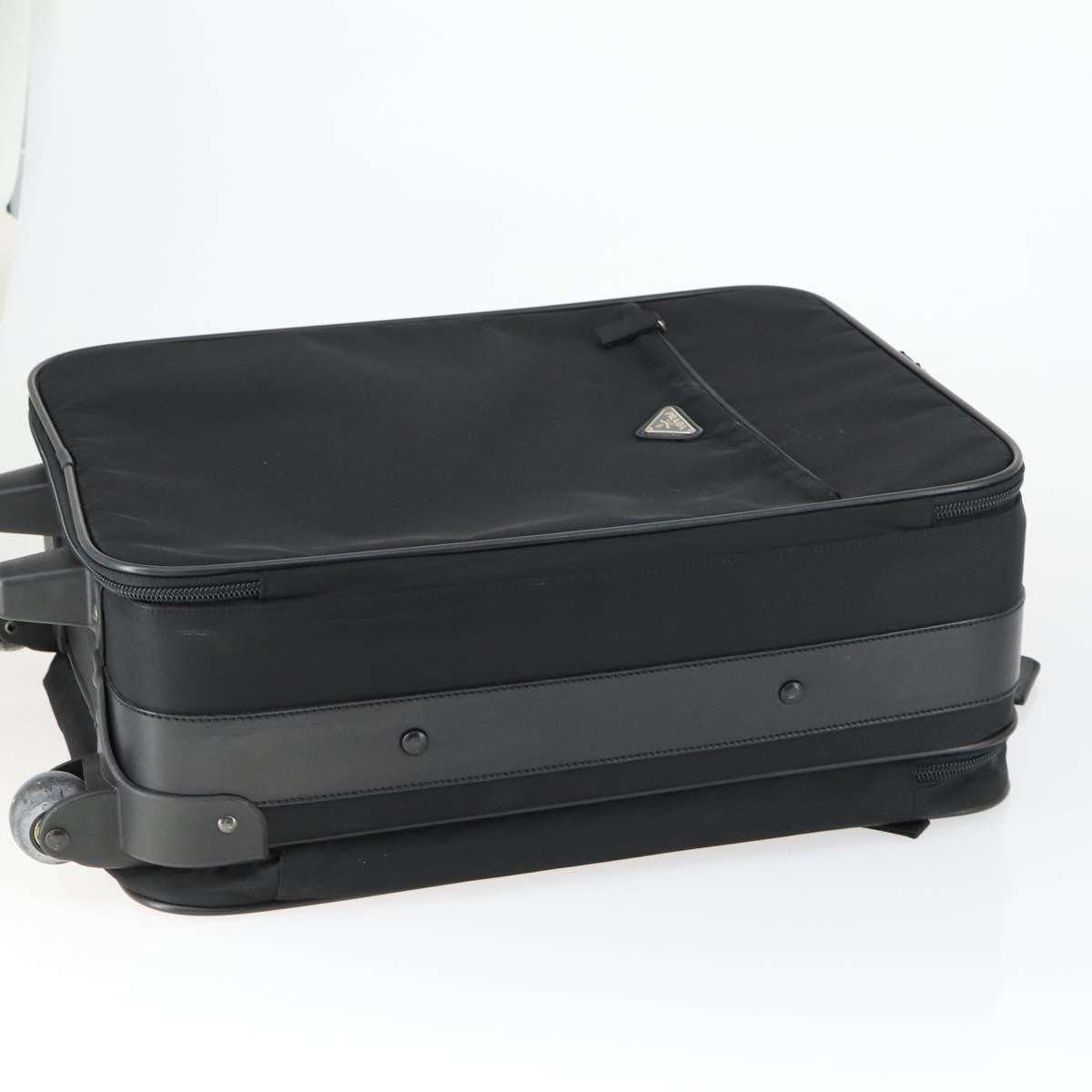 Prada Trolley Rolling Luggage Tessuto and Saffiano Leather, Black, Nylon, Travel Bag