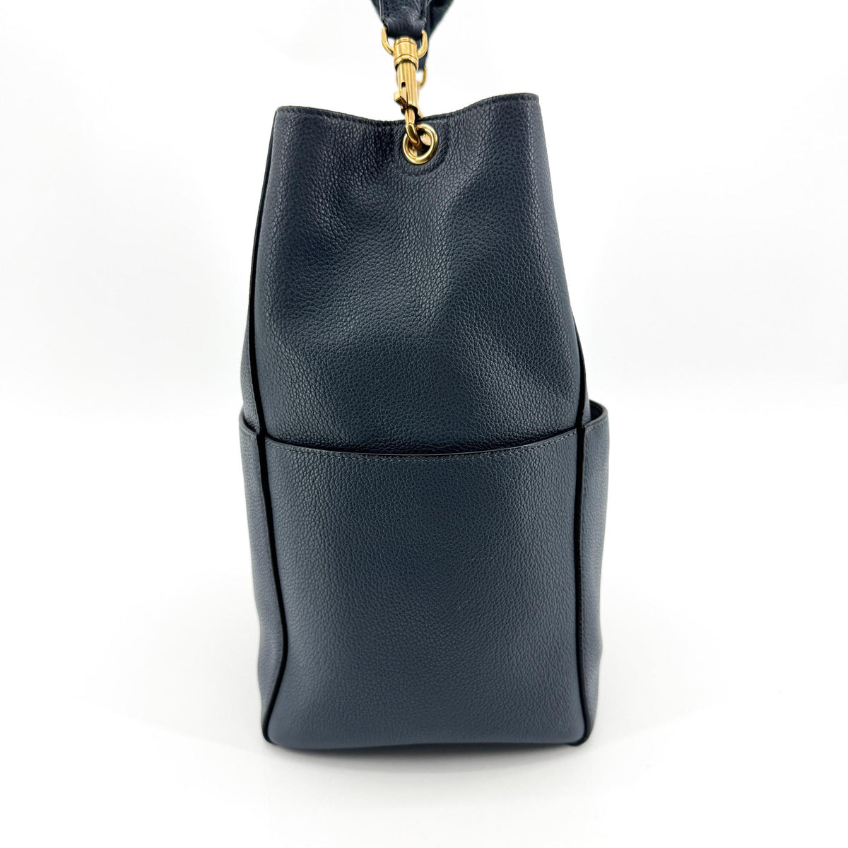 Celine Sangle Seau Calfskin, Navy, Leather, Handbag