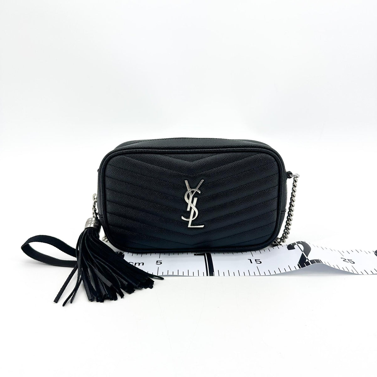 Saint Laurent Lou Camera Matelasse Chevron Leather, Black, Calfskin, Handbag