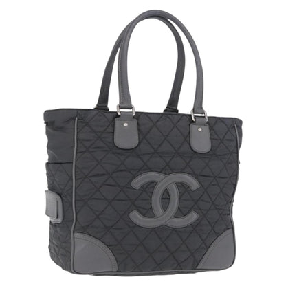 Chanel Vintage CC Quilted Nylon, Gray, Nylon, Tote Bag