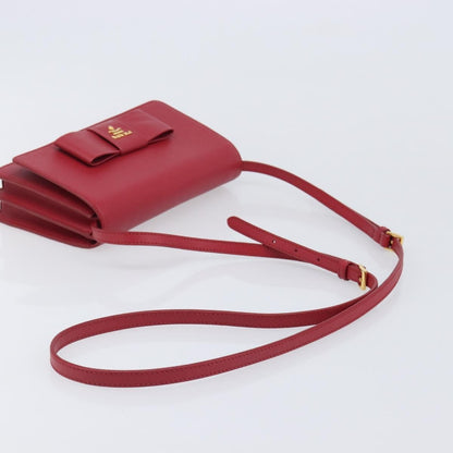 Prada Bow Wallet on Strap Saffiano Leather, Red, Leather, Crossbody Bag