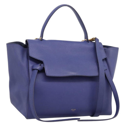 Celine Belt Leather, Blue, Leather, Handbag