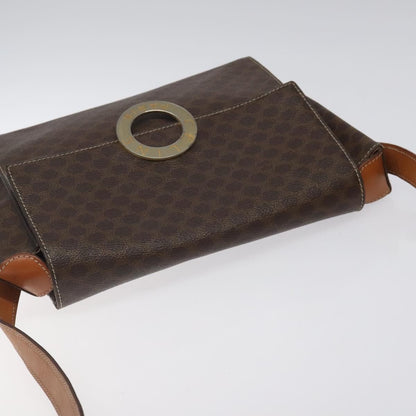 Celine Vintage Macadam Circle Logo Canvas and Leather, Brown, Canvas, Shoulder Bag