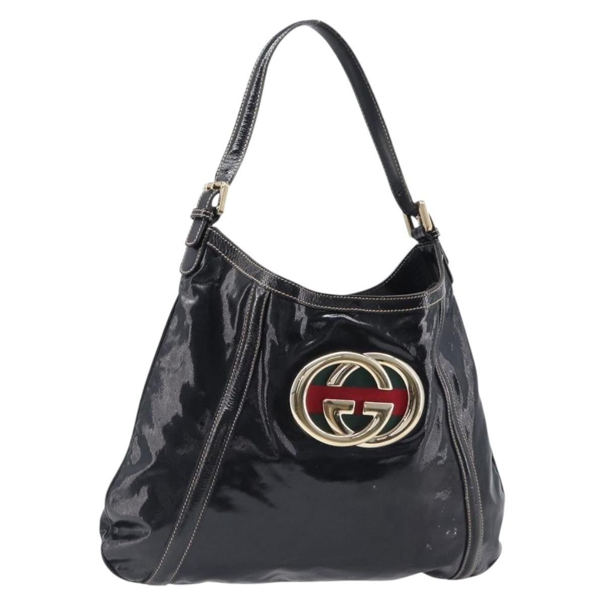 Gucci Britt Web Hobo Dialux Coated Canvas, Black, Canvas, Shoulder Bag