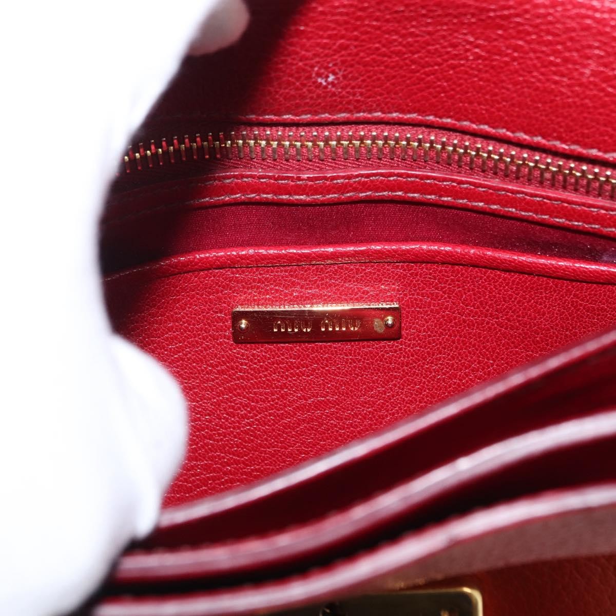 Miu Miu Madras Top Handle Leather, Red, Leather, Handbag