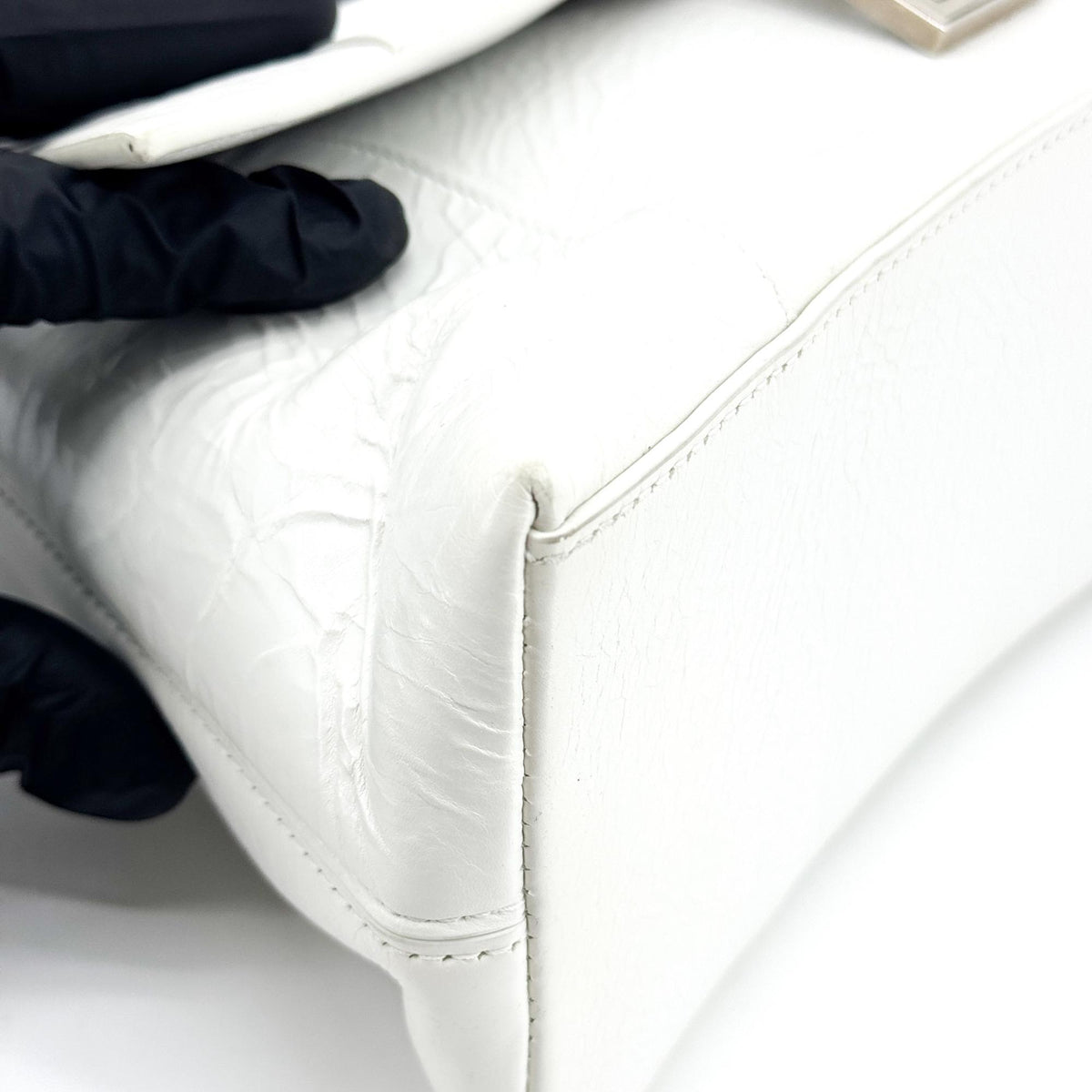 Balenciaga Downtown S Chain-Handle Leather, White, Leather, Shoulder Bag