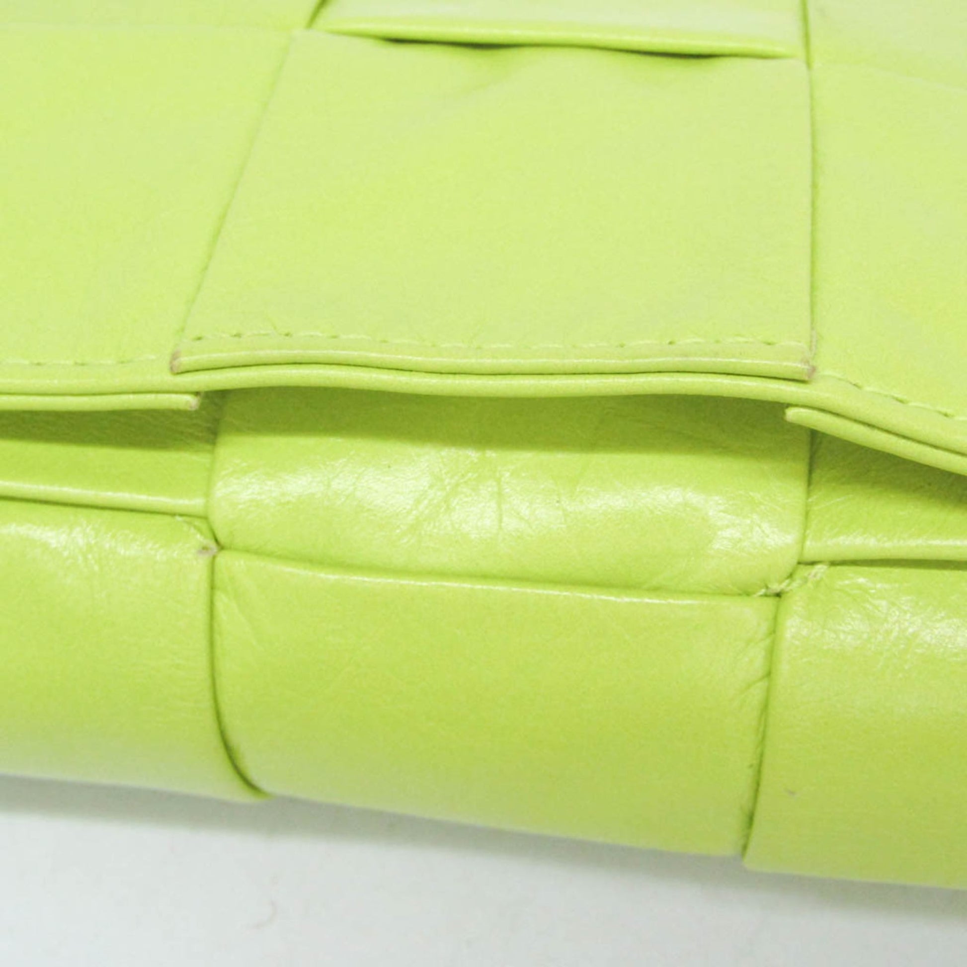 Bottega Veneta Cassette Leather, Green, Leather, Clutch
