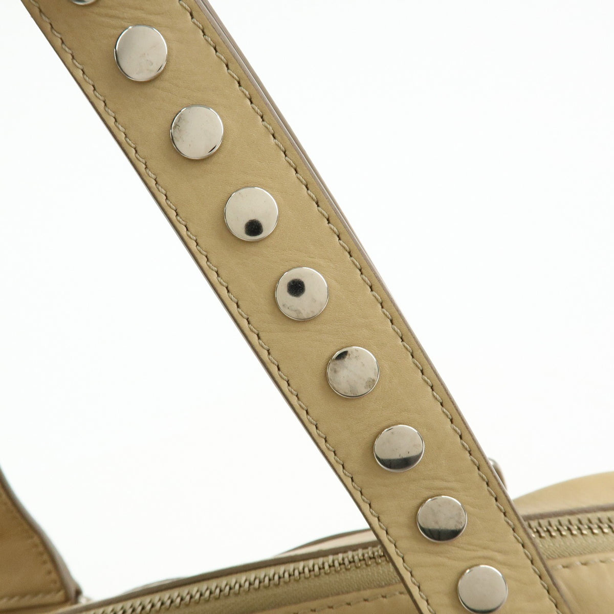 Celine Bowling Leather, Beige, Leather, Handbag