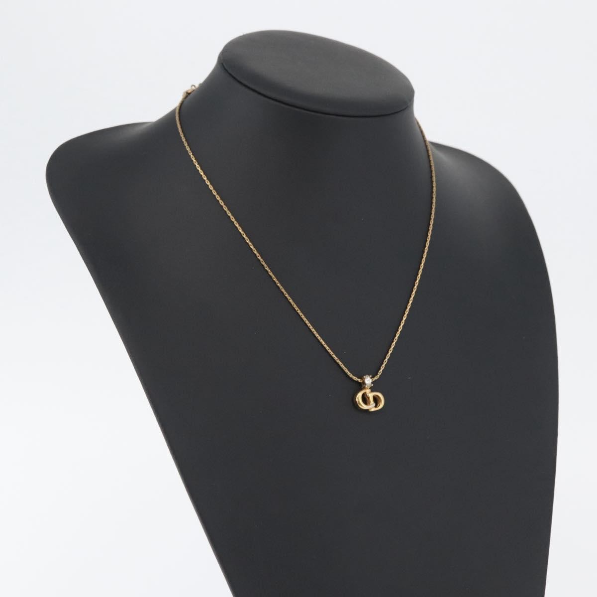 Christian Dior CD Pendant Metal and Crystals, Gold, Metal, Necklace