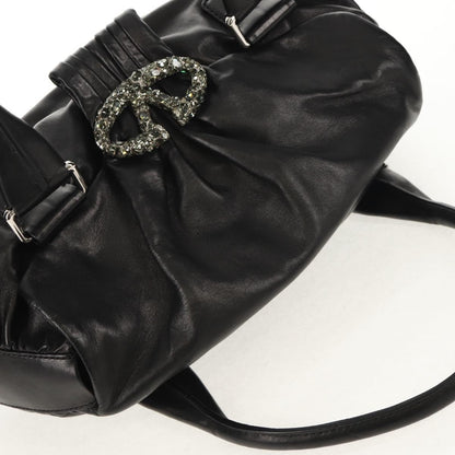 Valentino Garavani Histoire Tote Leather and Strass, Black, Leather, Shoulder Bag