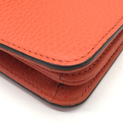 Gucci Interlocking Chain Leather, Orange, Leather, Crossbody Bag