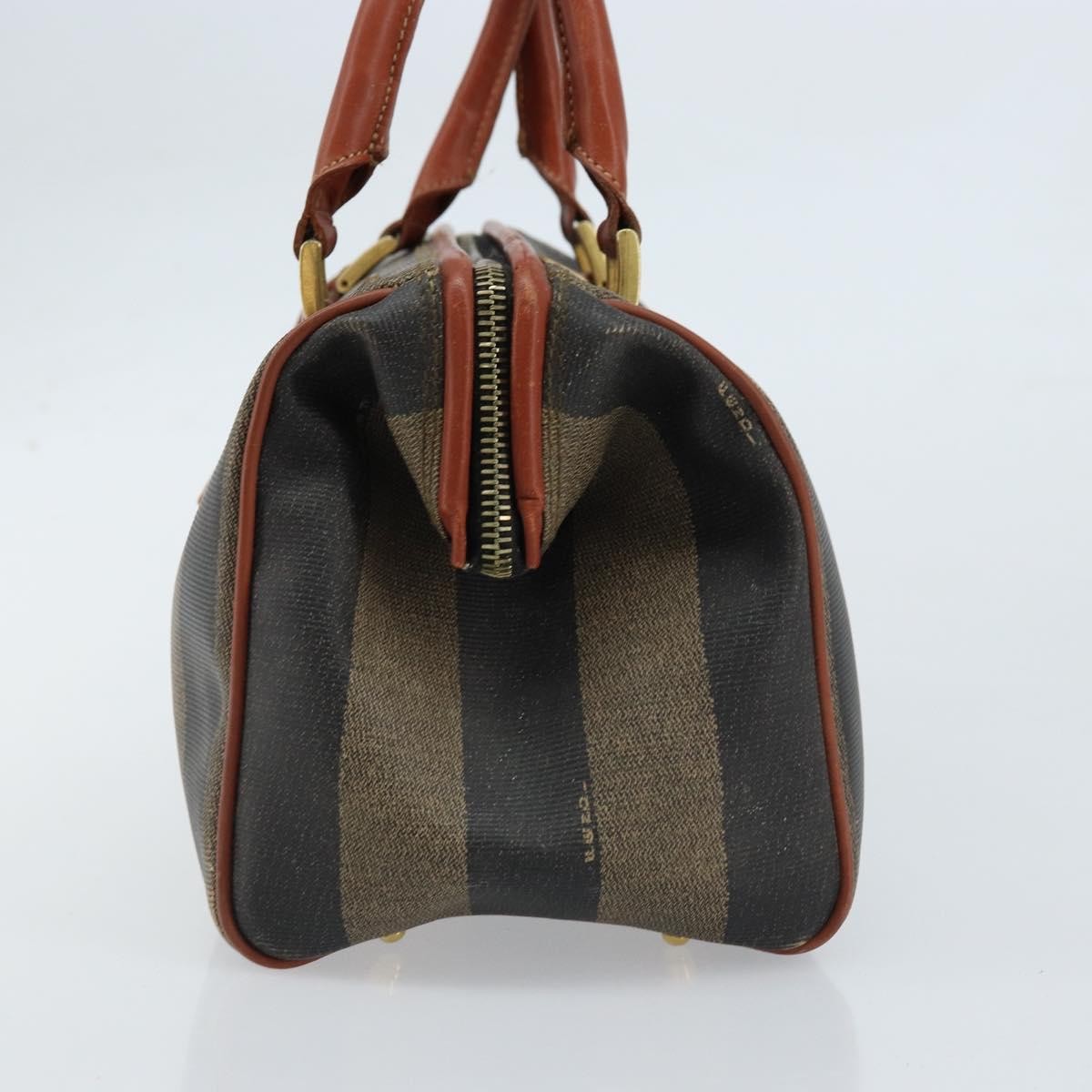 Fendi Vintage Pequin Convertible Boston Coated Canvas, Brown, Canvas, Handbag