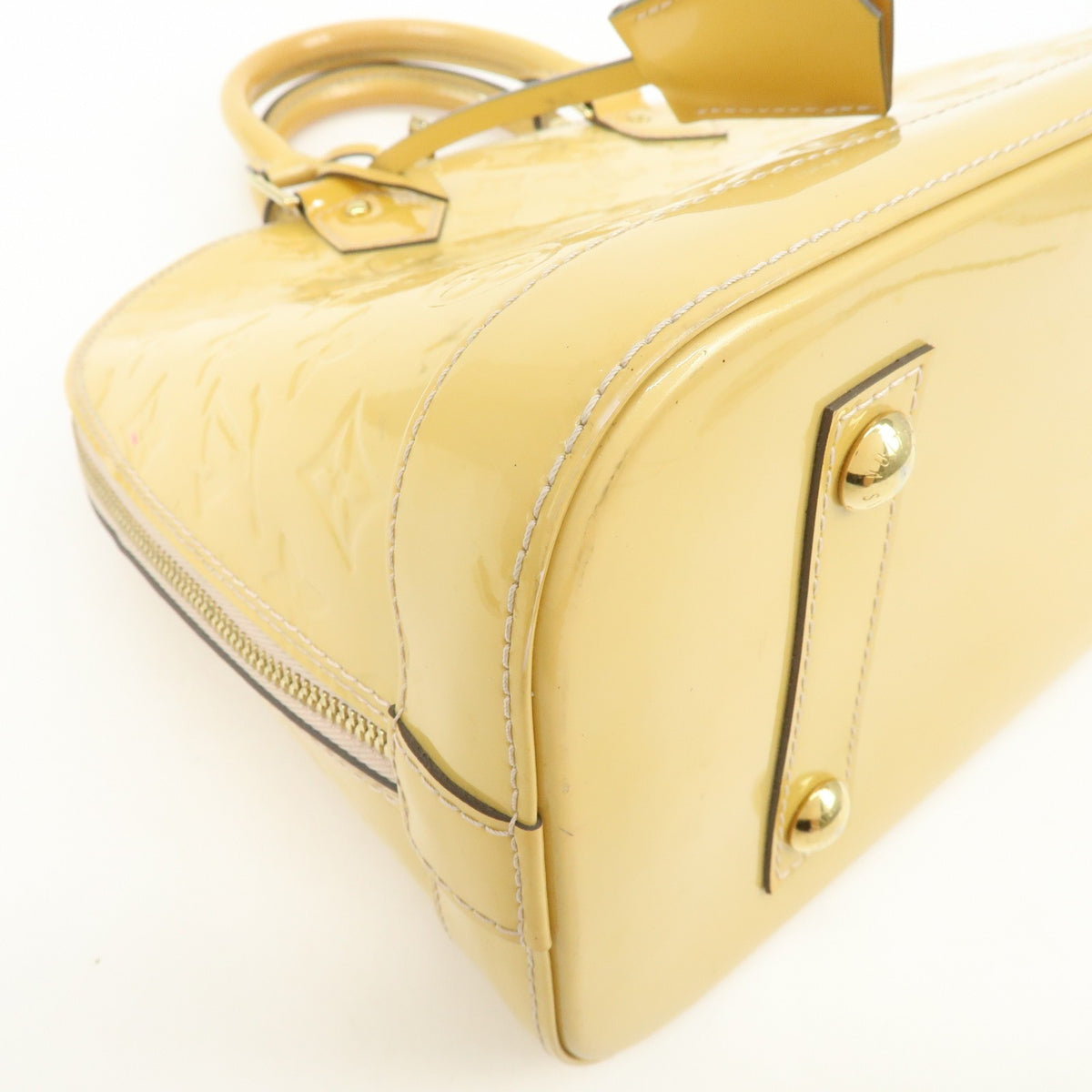 Louis Vuitton Alma Monogram Vernis, Yellow, Patent Leather, Handbag