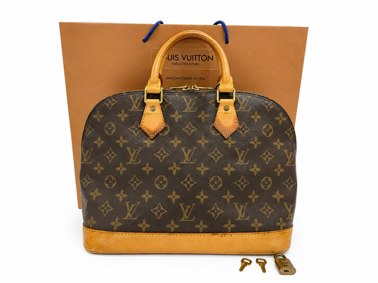 Louis Vuitton Alma Handbag Monogram Canvas, Brown, Canvas, Handbag