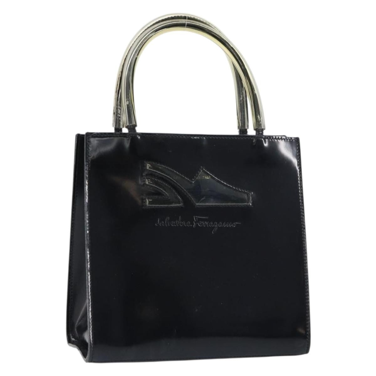 Salvatore Ferragamo Vintage Patent Leather, Black, Patent Leather, Handbag