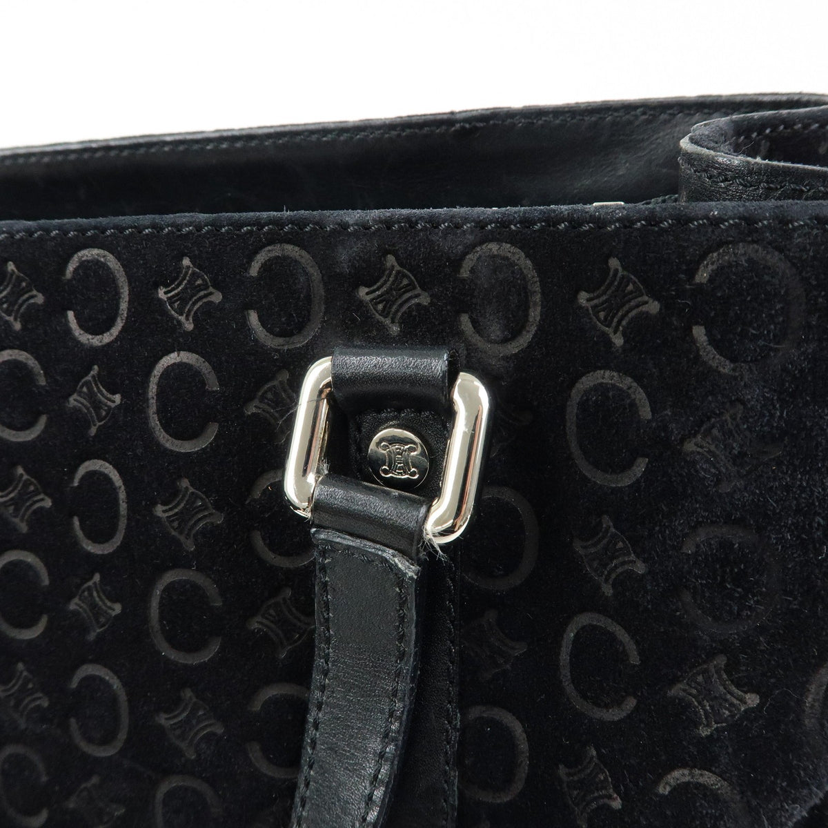 Celine C Macadam Tote PVC leather/ Macadam canvas, Black, Suede, Shoulder Bag