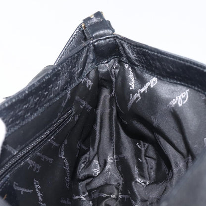 Salvatore Ferragamo Gancini Leather, Black, Leather, Shoulder Bag