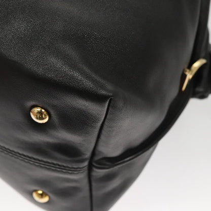 Salvatore Ferragamo Gancini Leather, Black, Leather, Handbag