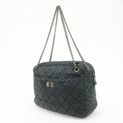 Chanel Shoulder Quilted Leather, Black, Calfskin, Shoulder Bag