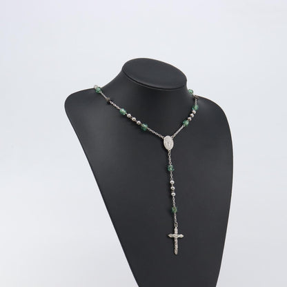 "Dolce & Gabbana Cross Pendant Metal with Crystals, Enamel and Faux Pearls", Silver, Metal, Necklace