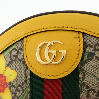 Gucci Ophidia Round Flora GG Coated Canvas, Yellow, Leather, Shoulder Bag