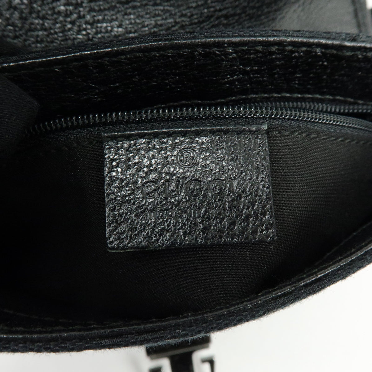 Gucci Buckle Belt GG Canvas, Black, Canvas, Handbag