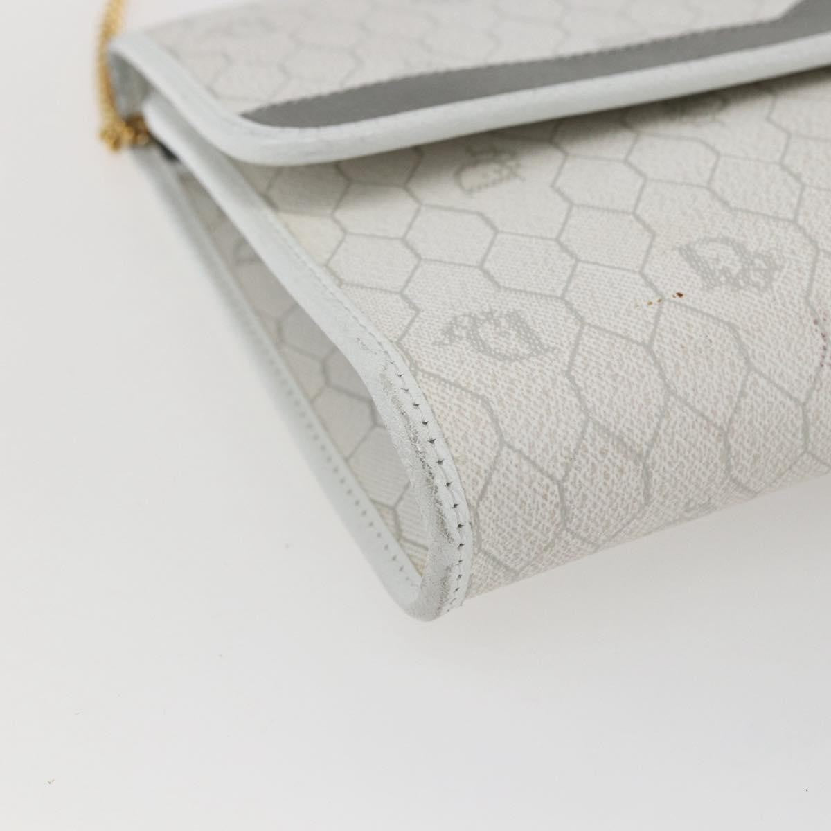 Christian Dior Vintage Honeycomb Canvas, White, Canvas, Shoulder Bag