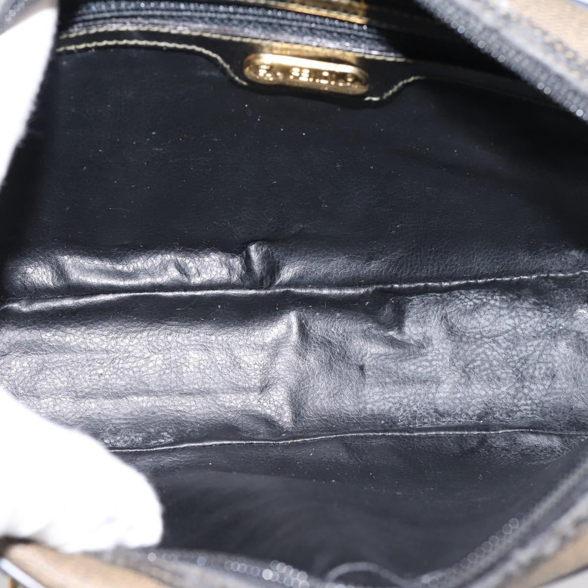 Fendi Vintage Pequin Front Pocket Coated Canvas, Brown, Canvas, Crossbody Bag