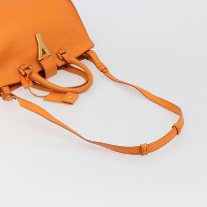 Saint Laurent Classic Y Cabas Leather, Orange, Leather, Tote Bag